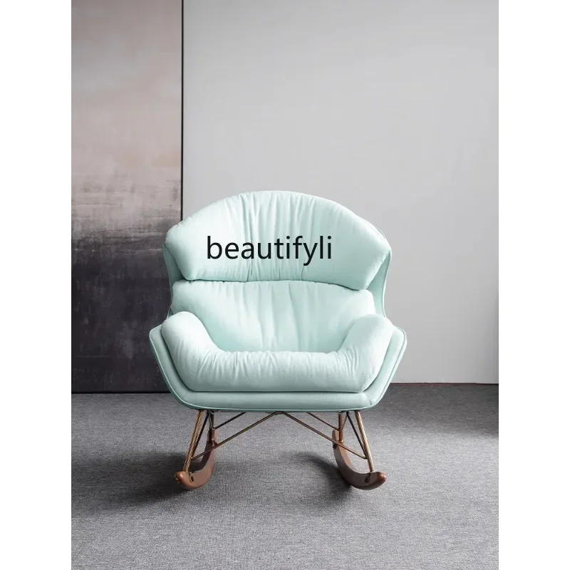07Nordic  Rocking Chair Recliner Adult Household Small Apartment Simple Modern Living Room Balcony Leisure Rocking Chair Sofa