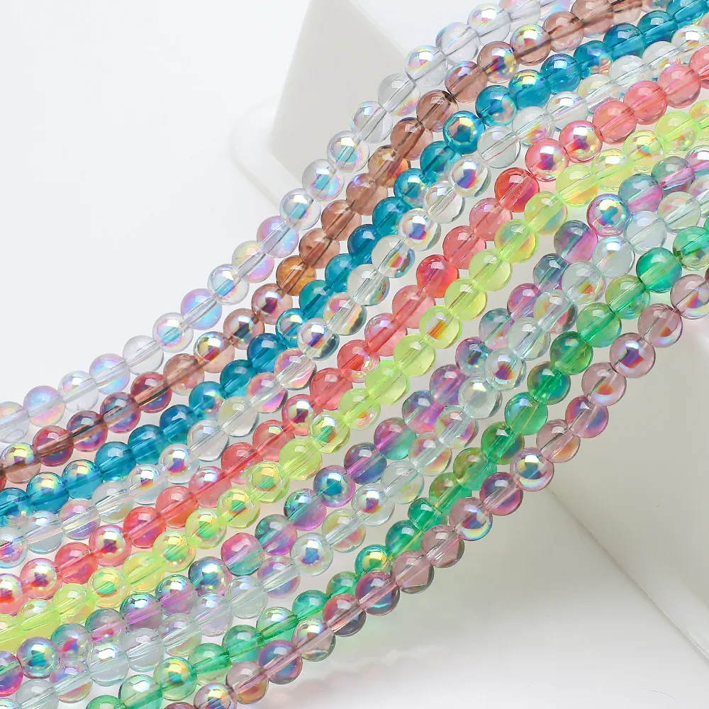 100 stücke 8mm glänzendes Glas transparente runde Perle ab für Schmuck Herstellung Armbänder Perlenkette DIY Zubehör