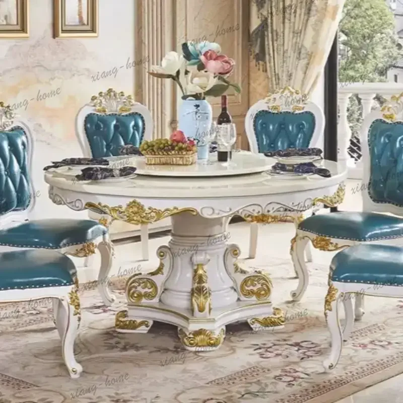 ld Wooden Gold Dining Table White Design Vintage Luxury Kitchen Dining Table   Marble Nordic Muebles Para Hogar Furniture