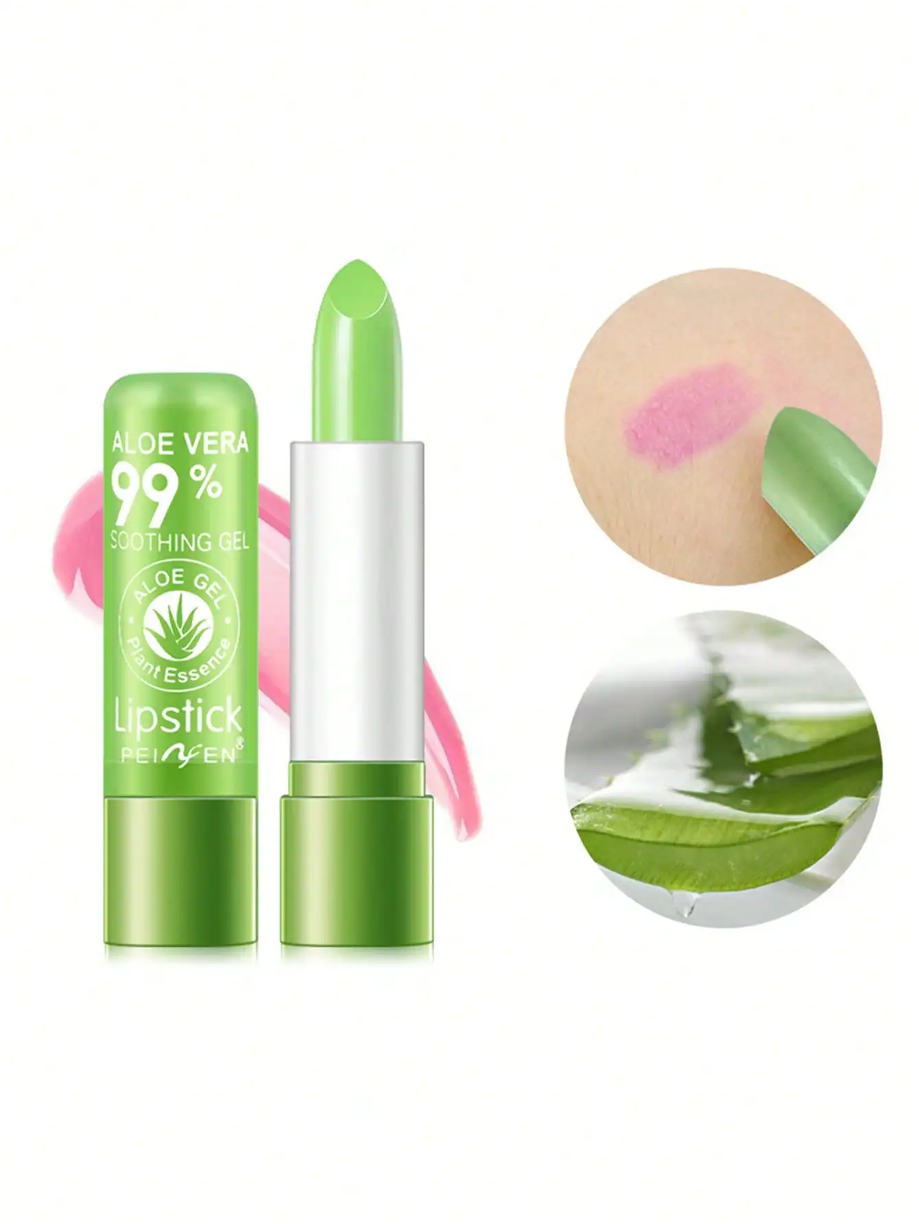 Aloe Vera Color-Changing Lip Balm, Moisturizing Repairing, Waterproof, Anti-Dryness,Temperature-Activated Lipstick for Hydration