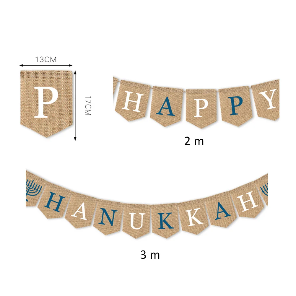 

Happy Hanukkah Bunting Banner Party Decoration Burlap Hanging Wall Decor Mens Happy Hanukkah Festive Atmosphere Christmas