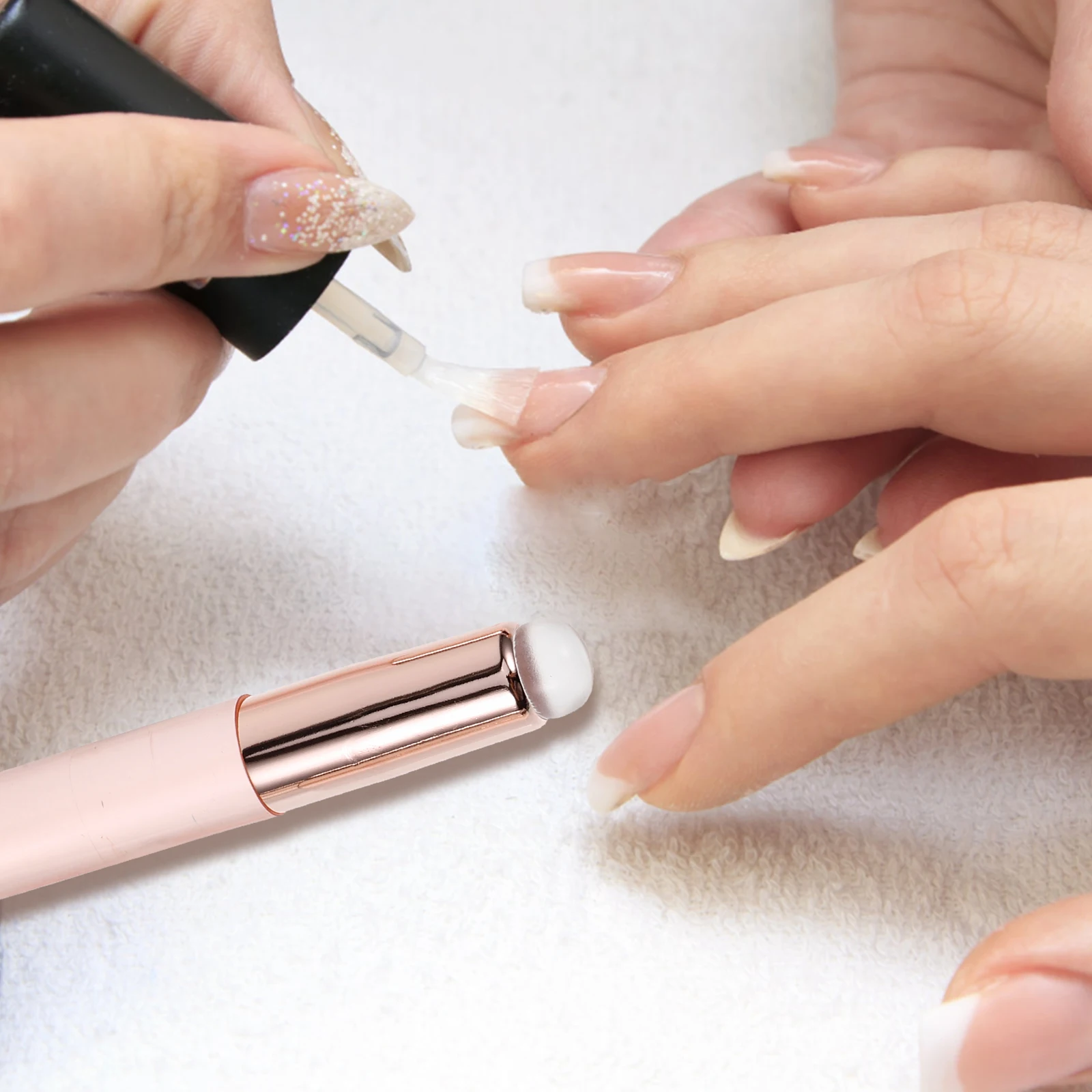 

2pcs Tools Silicone Applicator Nail Art Applicator for Powder Nail Brush Manicure Accessories Seal Stamp Brush