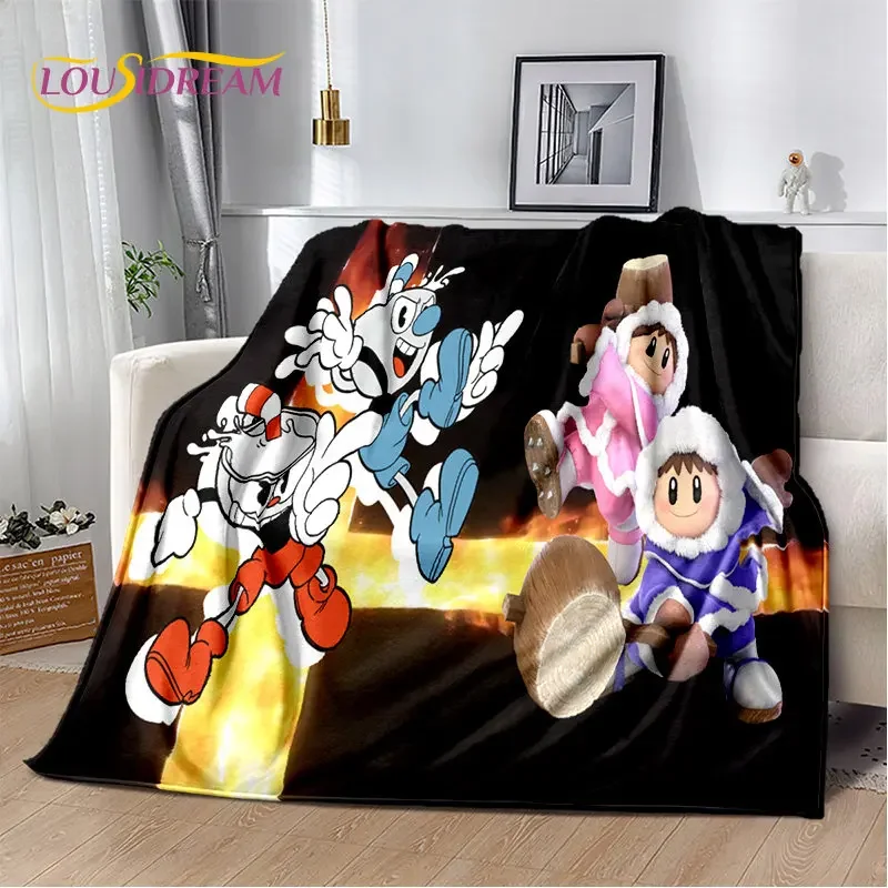 

Cuphead e mugman, jogo геймер macio cobertor de pelúcia, фланель cobertor lance cobertor para sala de estar quarto cama sofá
