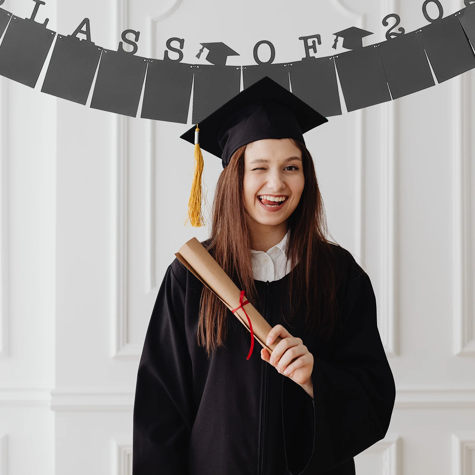 

1 set Graduation Banner Party Decoration Hanging Ornament Photo Prop Bunting Class of 2023 Congrats Yard Banner Festive Flags