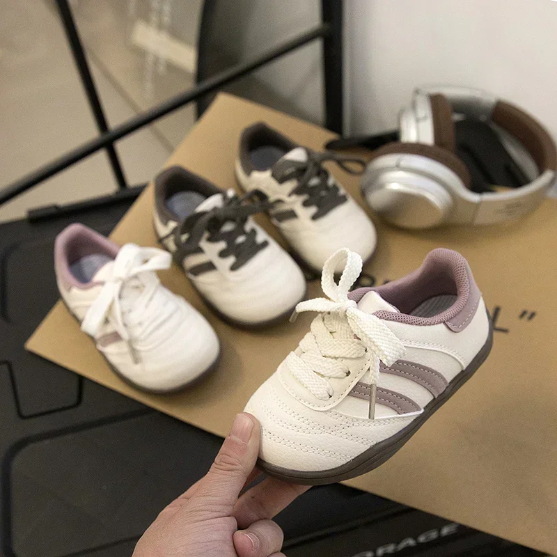 

Kids Running Shoes Toes Capped Anti-kicked 2025 New Fashion Boys Girls Casual Shoes Striped Trendy Children Sports Shoe Non-slip