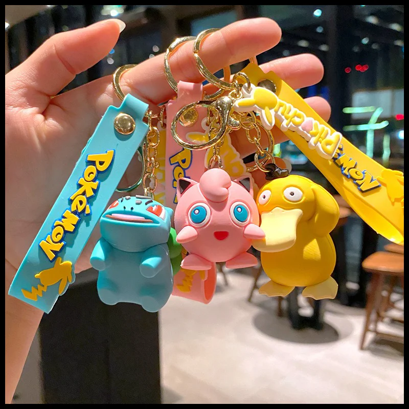 

Pokemon Cartoon Keychain Anime Figures Pikachu Charmander Squirtle Backpack Charms Car Key Decorations Children's Christmas Gift