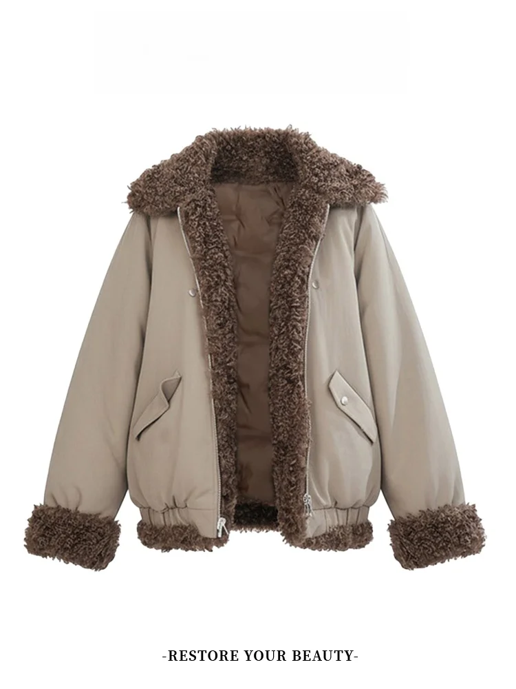 

Женское зимнее пальто из утепленного хлопка с пушистым воротником, свободного кроя, в корейском стиле, длинное, разноцветное