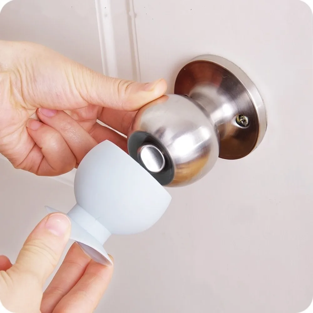 Silicone 1Pcs Suction Cup Anti-slip Mute Baby Safety Supplies Door Knob Cover Door Handle Bumper Wall Protector Crash Pad