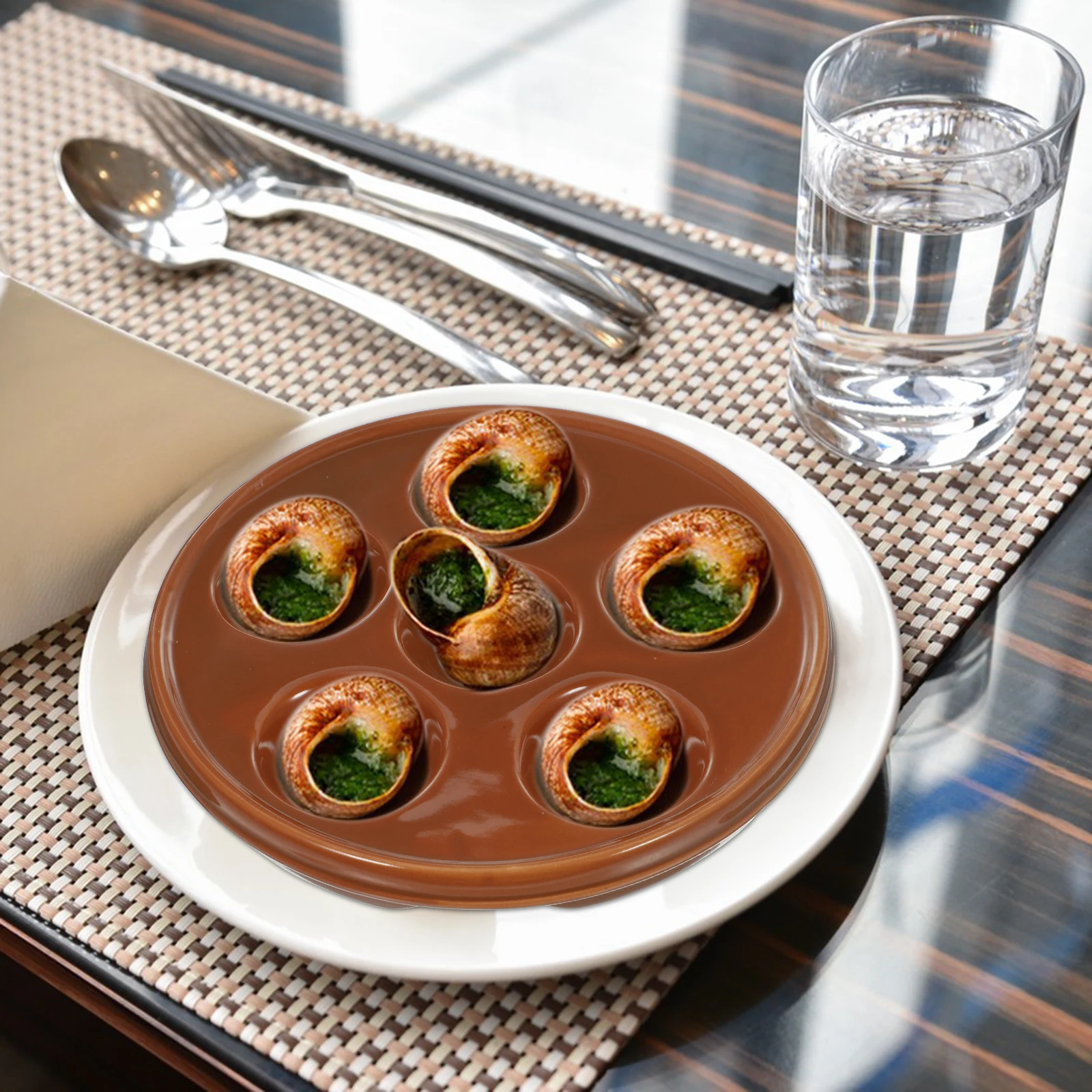 

2Pcs Ceramic Escargot Plate 6-Hole Snail Baking Pan for Shellfish Sushi Takoyaki Abalone Oven Safe Dishwasher Refrigerator