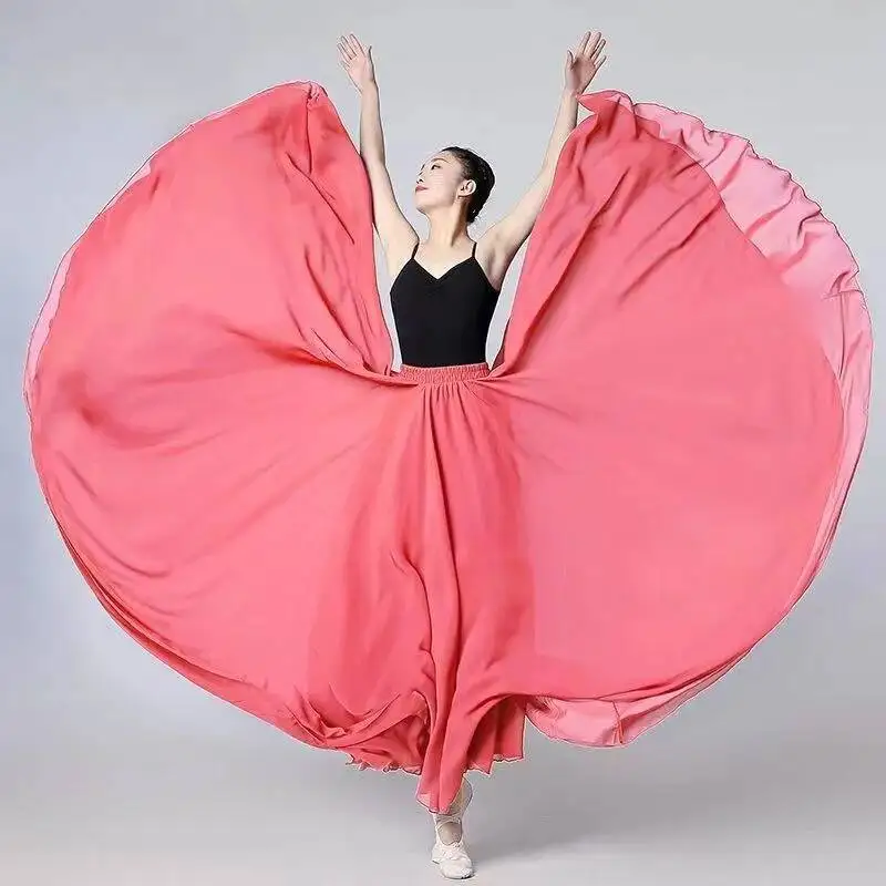 Cos 720 graden grote schommel dubbellaags chiffon vakantie strand rok dansjurk klassieke dansvoorstelling jurk Xinjiang