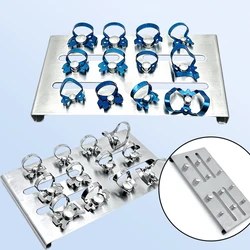 1 Set Dental Endodontic Rubber Dam Clamps with Stainless Steel Tray Holder – Restorative Clips for Dentist Use