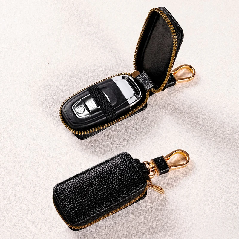 PU Key Pouch Zipper Key Holder Organizer Car Key Bag Wallet Keychain Fashion Simple Key Case Bag Men Women Car Key Protect Cover