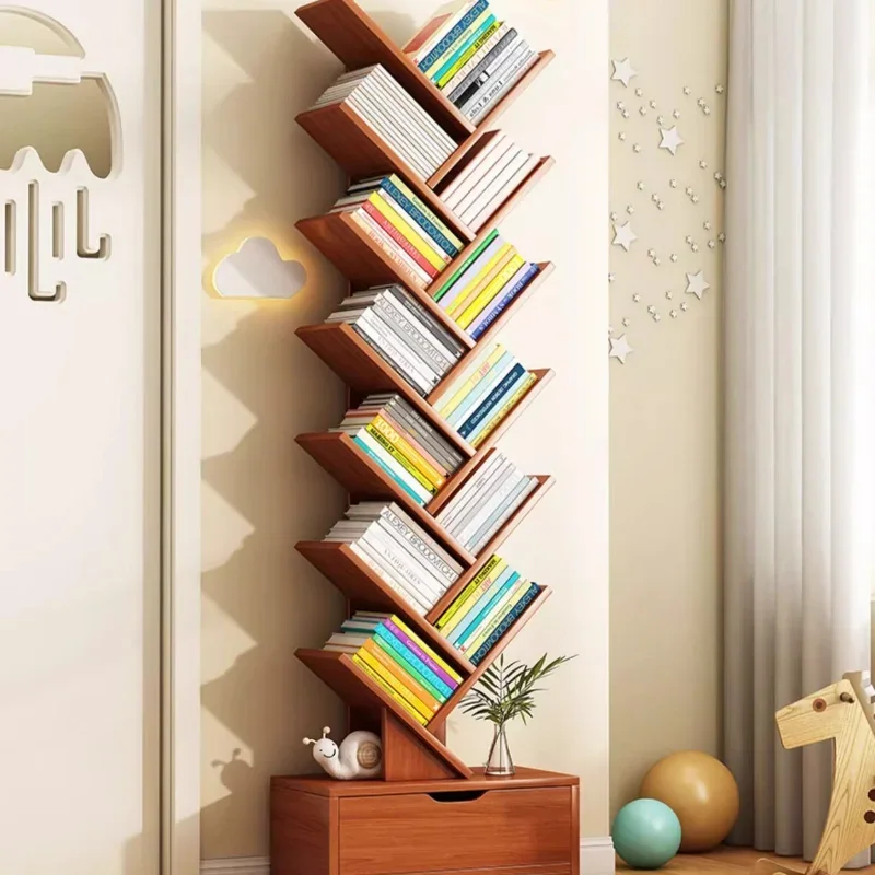 Tree Shaped Bookshelf Storage Rack,floor To Ceiling Multi-layer Living Room Storage Rack,narrow Bookshelf Against The Wall Rack
