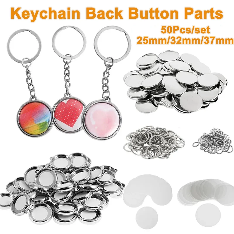 

50 шт. 25 мм/32 мм/37 мм пустой двусторонний брелок для машины для бейджей DIY круглые подвески принадлежности для изготовления металлическая передняя крышка