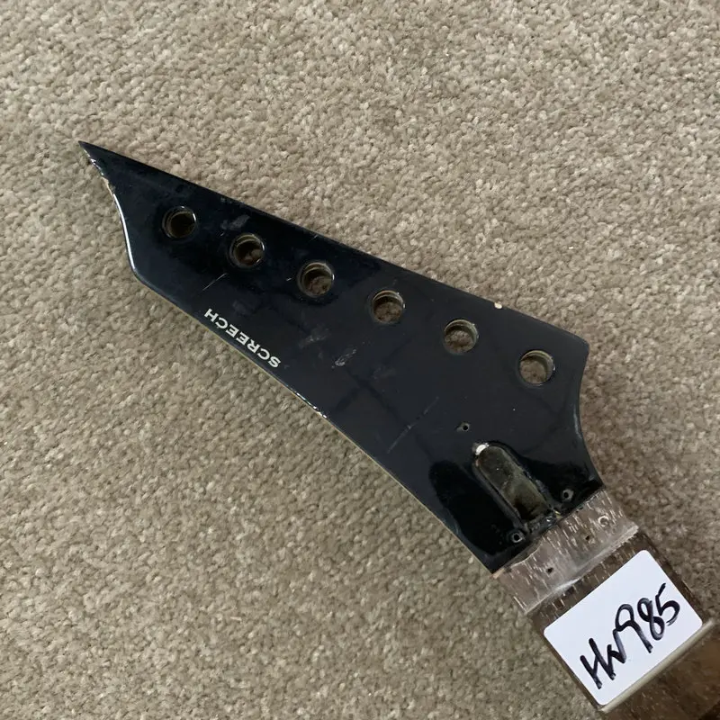 HN985 Reversed Headtock Right Hand 24 Frets Unfinished Floyd Rose Electric Guitar Neck Maple+Rosewood with Damages Cracks DIY