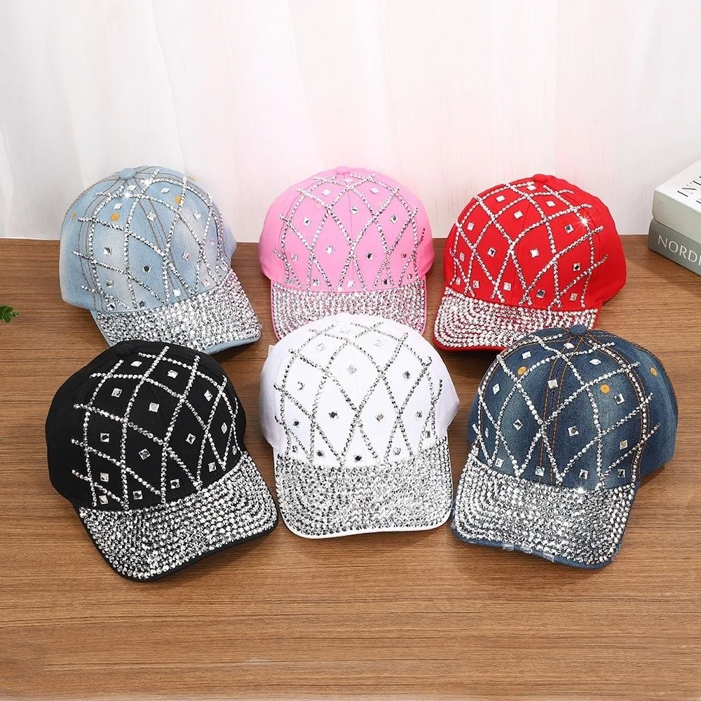 Creative Rhinestone Decorated Baseball Cap Adjustable Breathable Sun Protection Hat Versatile Duck Tongue Hat Unisex