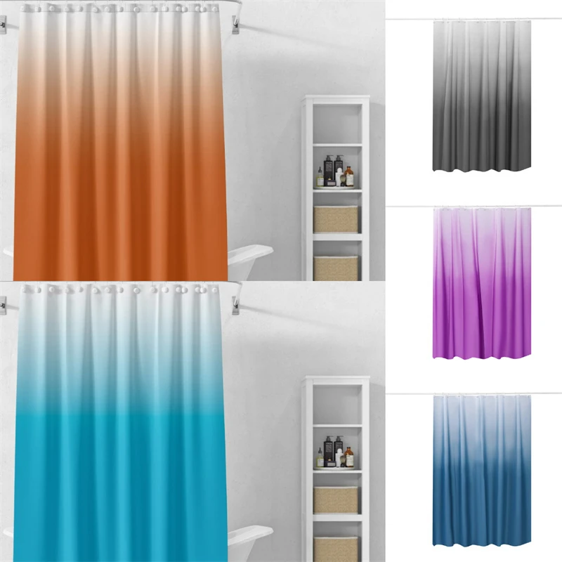 

Gradient Color Shower Curtain Waterproof Quick Dry Fabric Bath Curtain For Bathtub Bathing Cover With Hooks Bathroom Decoration