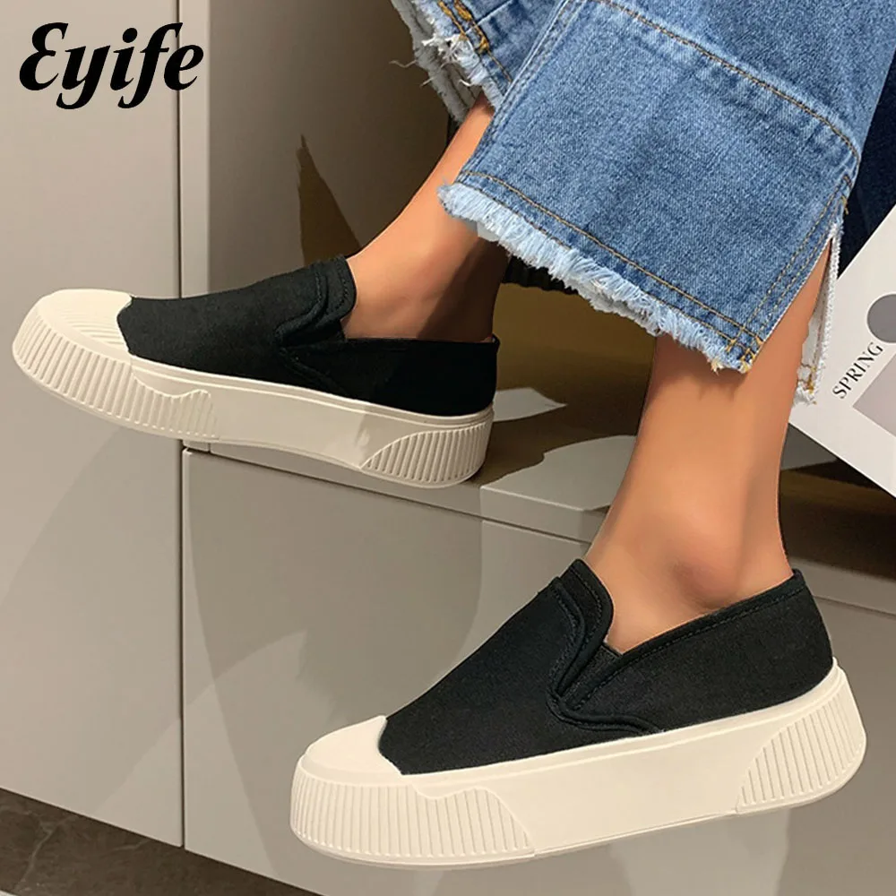 New Loafers Women 2024 Spring Shallow Ladies Patchwork Slip On Casual Canvas Shoes Outdoor Walking Running Flats Sneakers