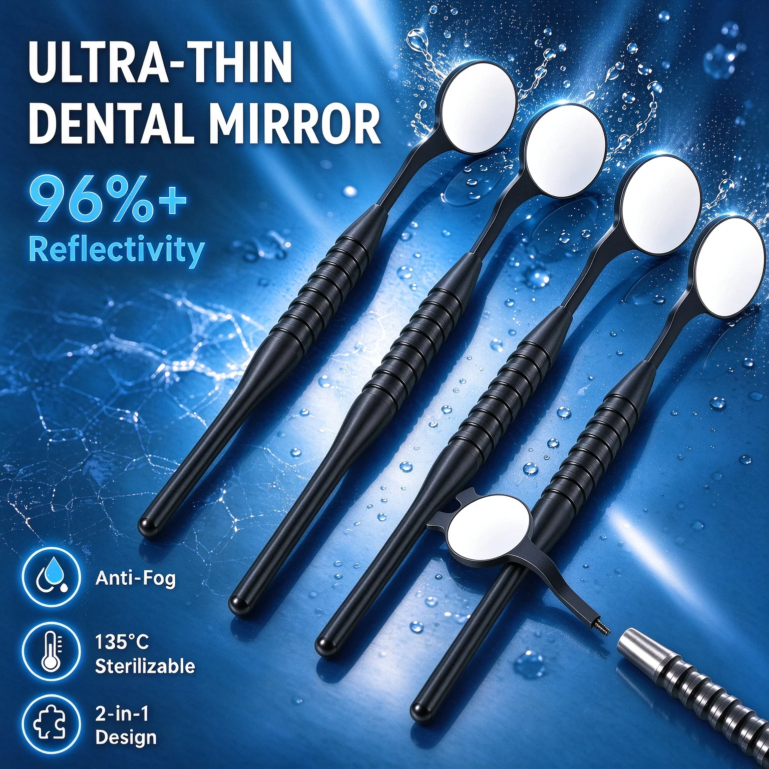 Ultra High Definition Double Sided Autoclavable Oral Mirror with Handle Aluminum Alloy HD Dental Mirror Single And Double Sided