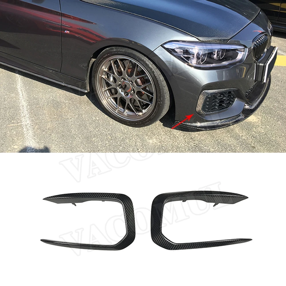 

Dry Carbon Fiber Front Fog Lamp Wind Knife Fangs Trim Strips for BMW 1 Series F20 M Sport M135i M140i Hatchback 2016 - 2018 FRP