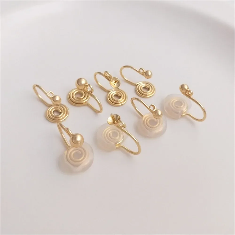 14K Gold Plated Without ear hole, bean ear, mosquito coil, silicone ear bone clip, DIY ear accessories material