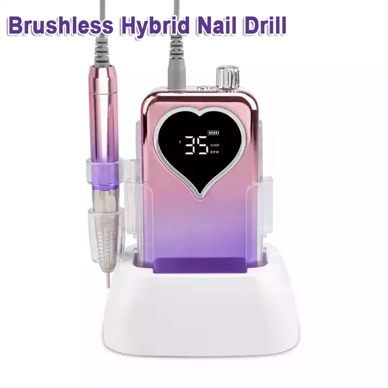 Brushless Nail Drill Machine 35000RPM Professional Rechargeable Manicure Electric Milling Lathe Nail Cutter Gel Polish Remover