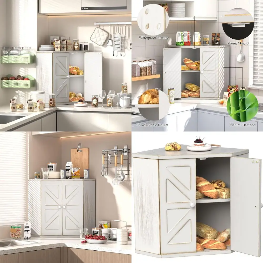 

Большой винтажный белый двухслойный контейнер для хранения хлеба с органайзером для домашнего хлеба