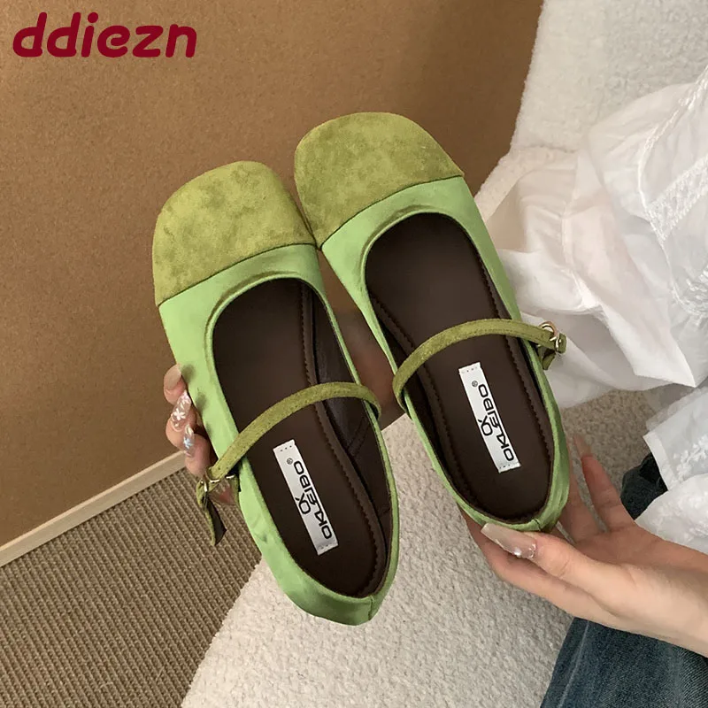 

2025 Female Shallow Footwear Round Toe Women Ballet Flats Shoes Casual Soft Fashion Buckle Strap Ladies Mary Janes Flats Shoes