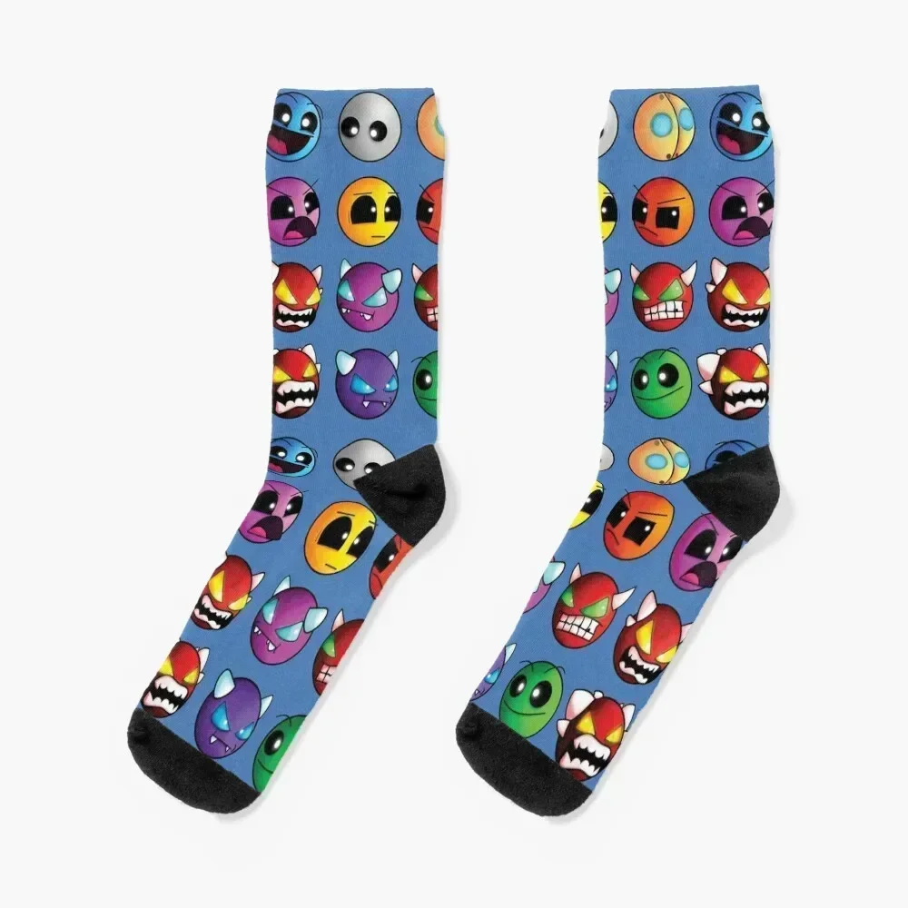 geometry dash difficulty demon faces Socks Wholesale ankle anti-slip Socks Man Women's