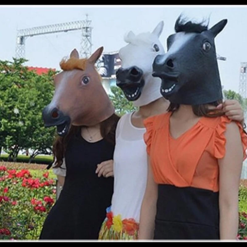 ハロウィンコスプレ面白い馬の頭マスク男性茶色の馬マスクラテックスマスク動物の帽子ノベルティ小道具ホラー変装マスク