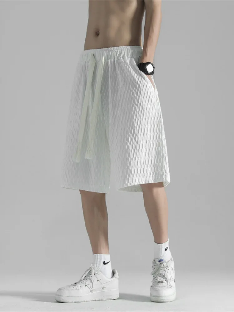 

Мужские шорты из ледяного шелка: летние, тонкие, модные, свободные, повседневные, средней длины, спортивные, быстросохнущие, пляжные бриджи, дышащие, прямого кроя.