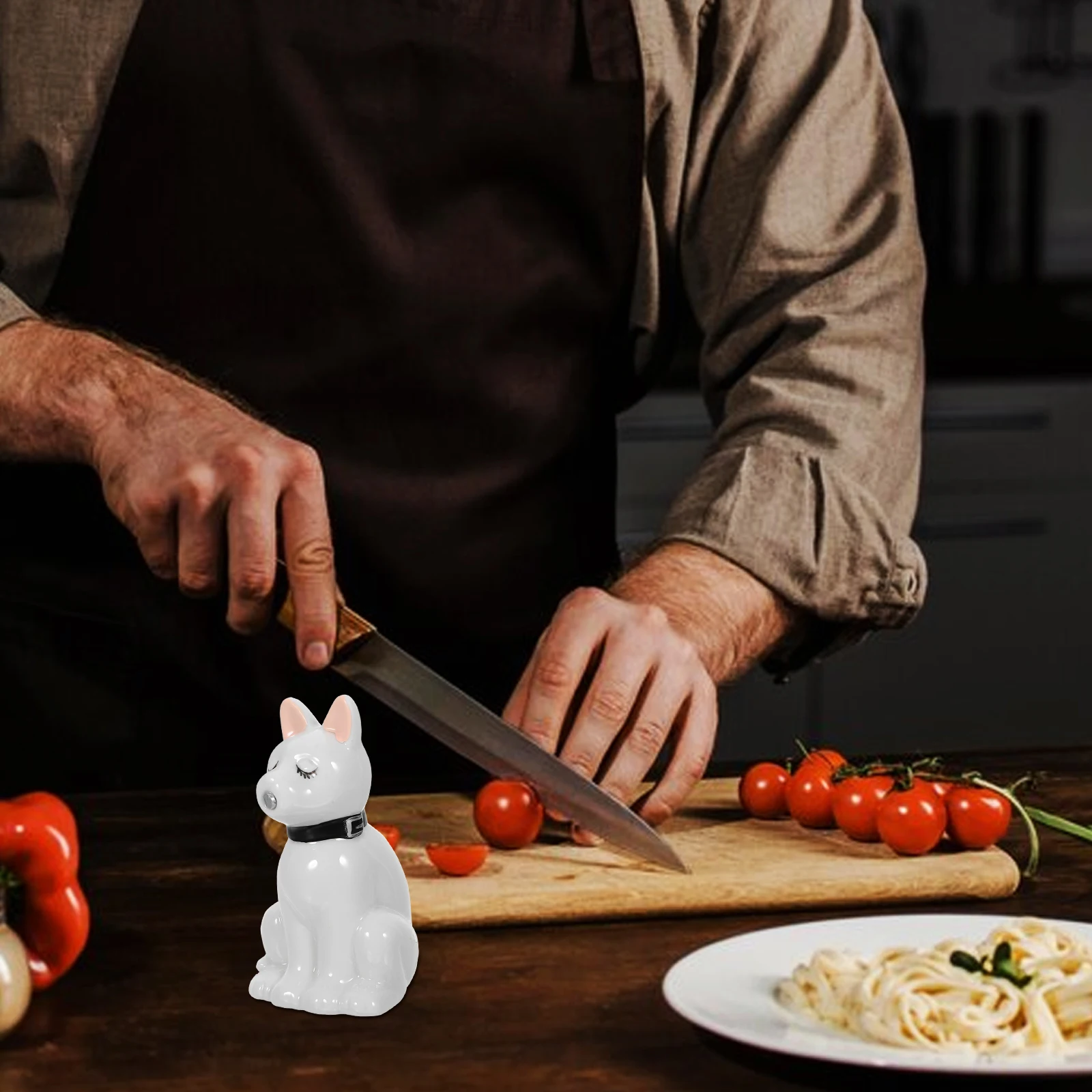 

2Pcs Adorable Dog Form Ceramic Seasoning Jars Kitchen Spices Containers Salt Pepper Shakers Decorative Practical Storage