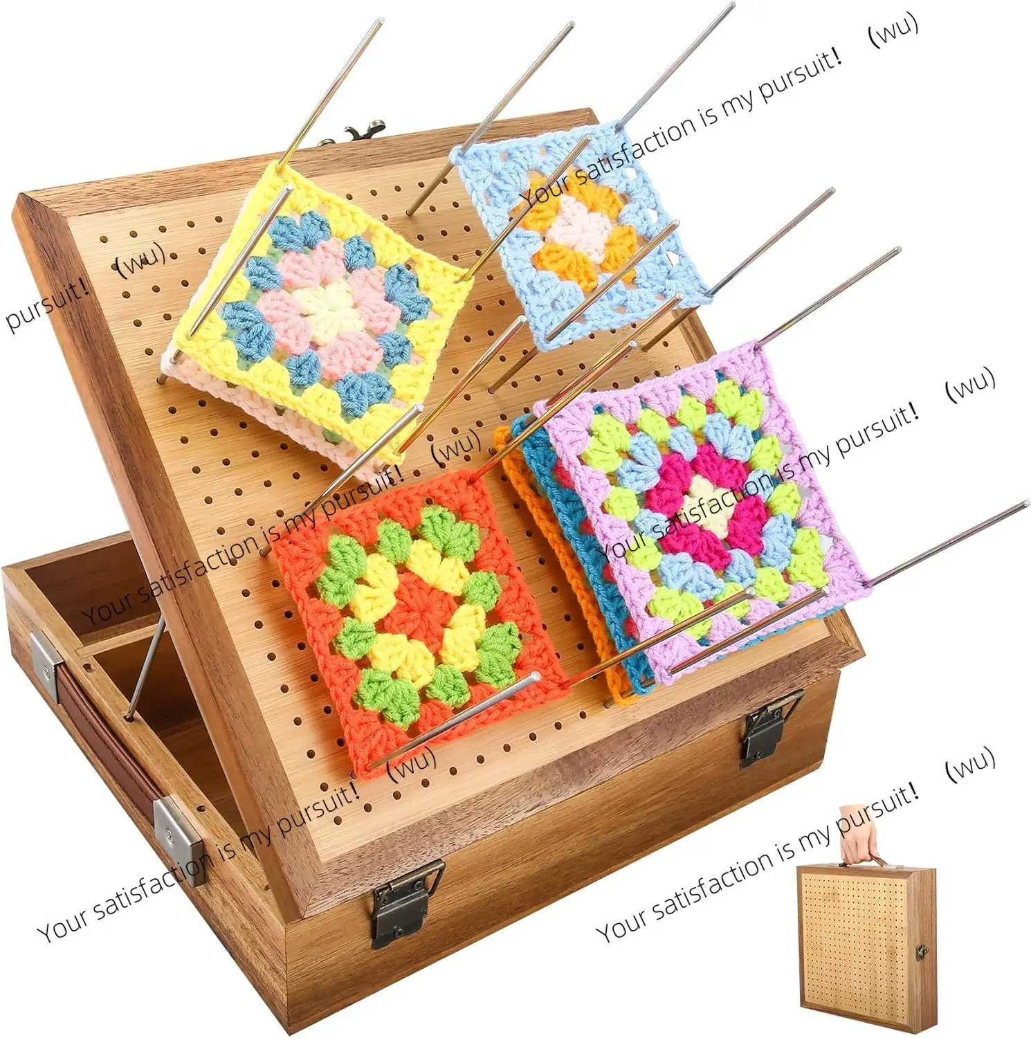

Wooden woven hole needle and thread storage box knitting setting
