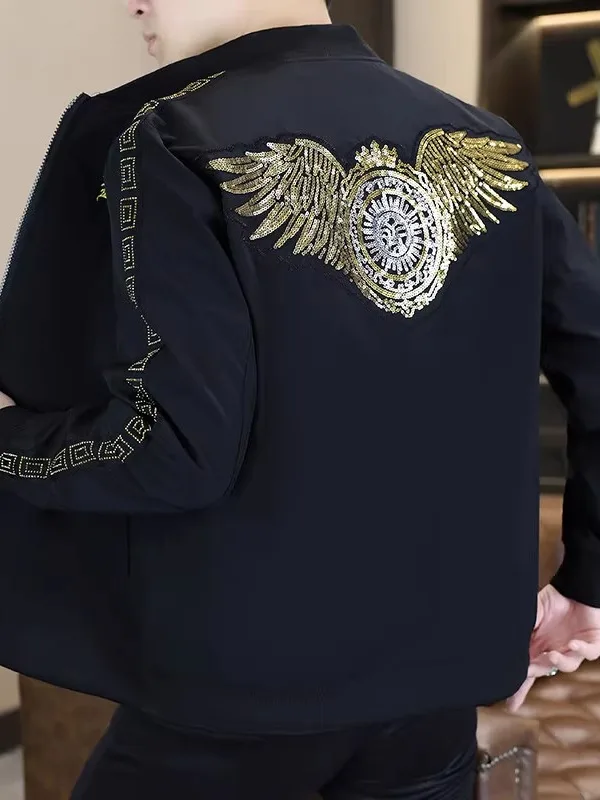 

Men's Baseball Jaet Casual Heavy Du Autumn Winter Faion Urban Sle Polyester Fiber Long Sve Zipper Closure Coat