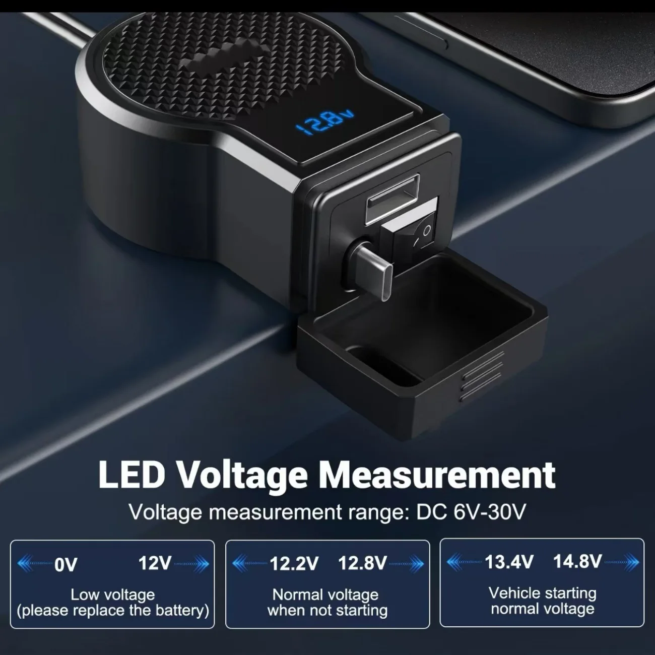 PD QC3.0 Motorcycle USB Fast Cellular Charger Waterproof Type C Port Socket Connector With Cell Mobile Voltmeter Digital Charger