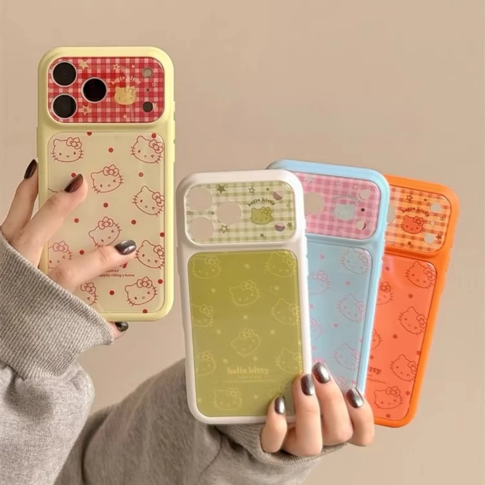 Fashion Cute Cartoon Sanrio Hello Kittty Polka dot Phone Case For iPhone 17 16 15 14 Pro Max Shockproof Hard Candy Color Cover