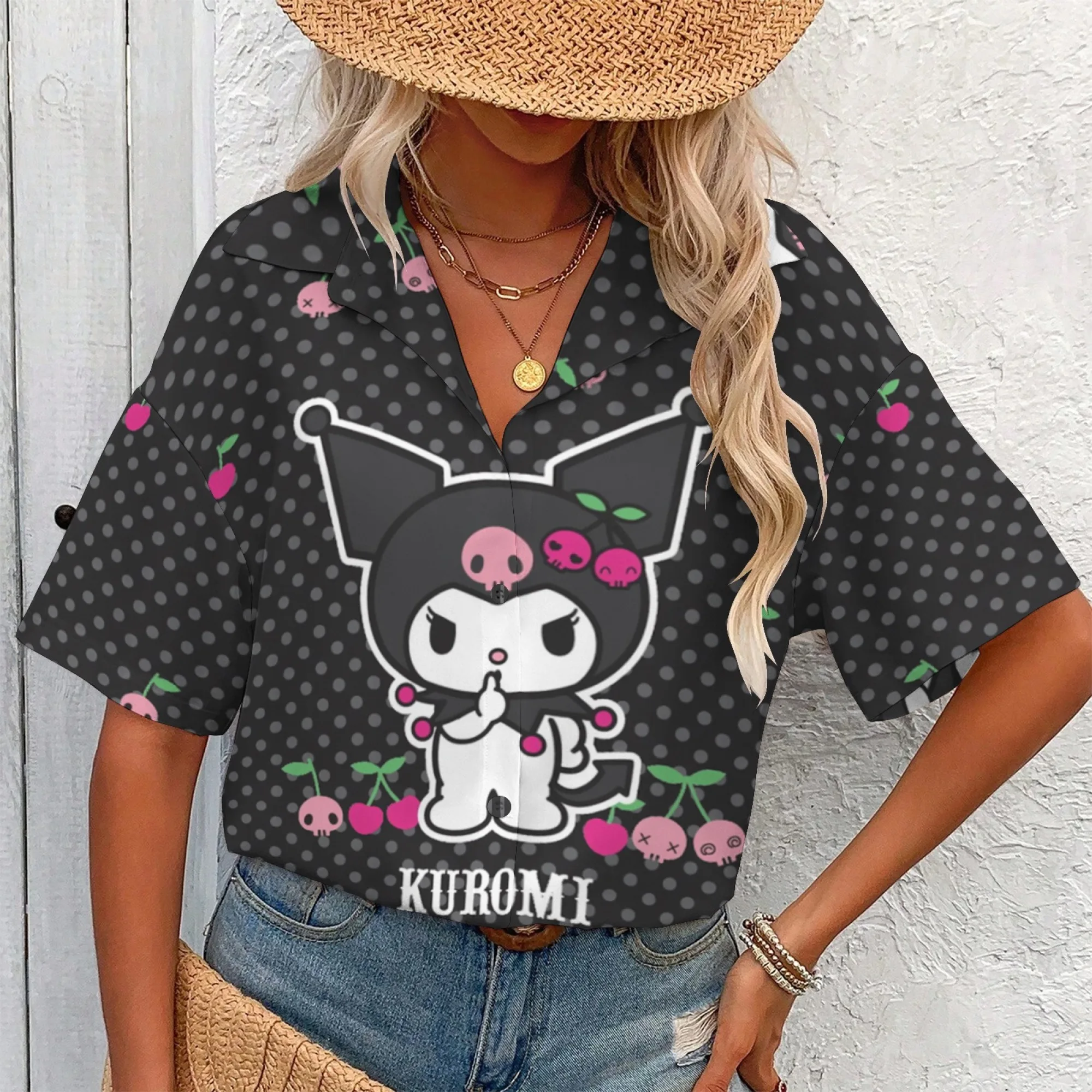 ملابس امرأة Kuromi قميص امرأة رخيصة Kuromi قمصان الجرافيك تي شيرت الكورية مراجعات العديد من الملابس المتضخم تي شيرت المرأة Y2k