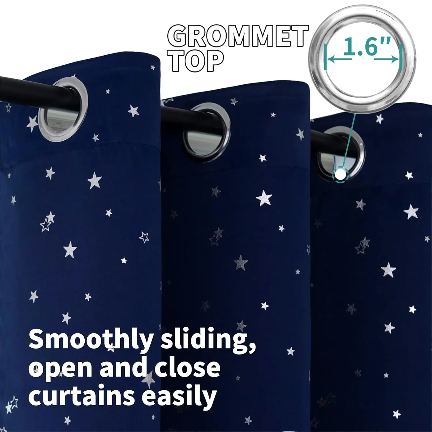 Bdete Navy Star tende oscuranti per camera da letto dei bambini-occhiello per camera termica oscurante tende stampate per vivere