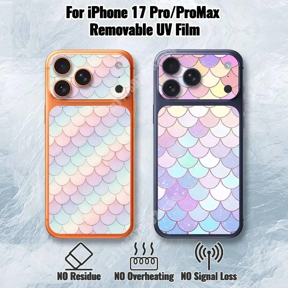 Shimmer Mermaid Scale Removable UV Film for iPhone 17 Pro 17 ProMax Back Cover