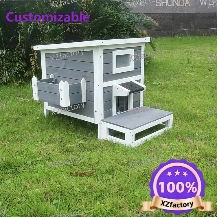 

Customizable Carrier Luxury Outdoor Wooden Shelter for Feral Cats Rabbits Guinea Pigs Small Animals-Cat Houses
