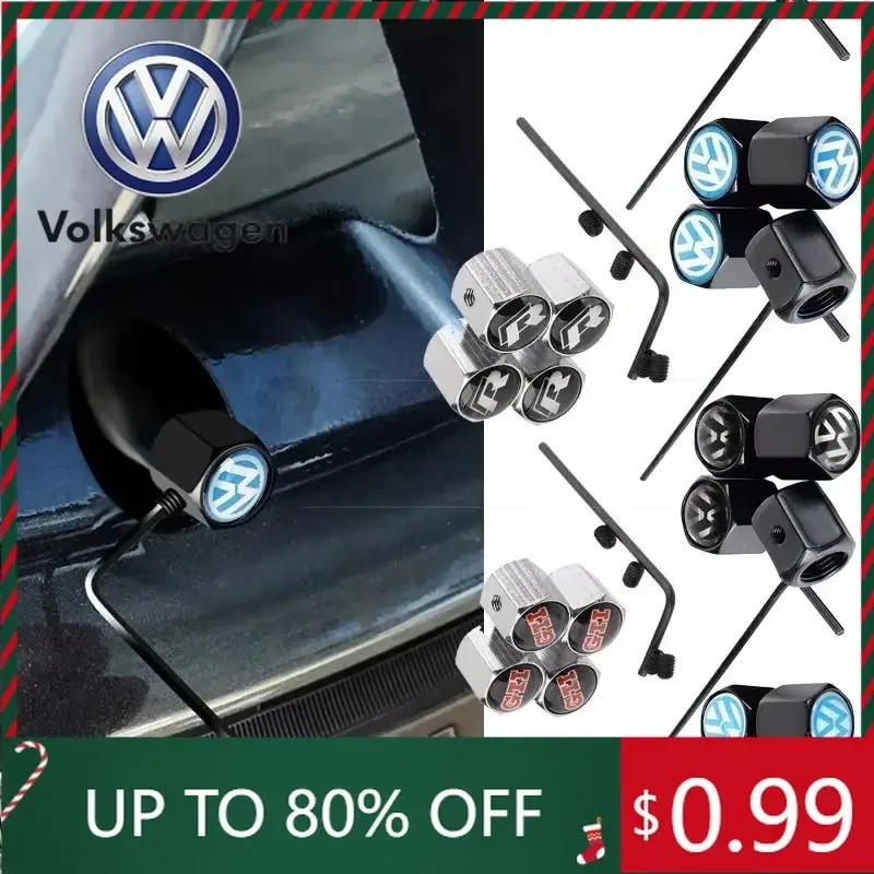 

For VW Volkswagen Jetta MK5 Golf 4PCS Car Wheels Tire Valve Cap Anti-theft Air Cover For Volkswagen Rline GTI Passat Santana Tou