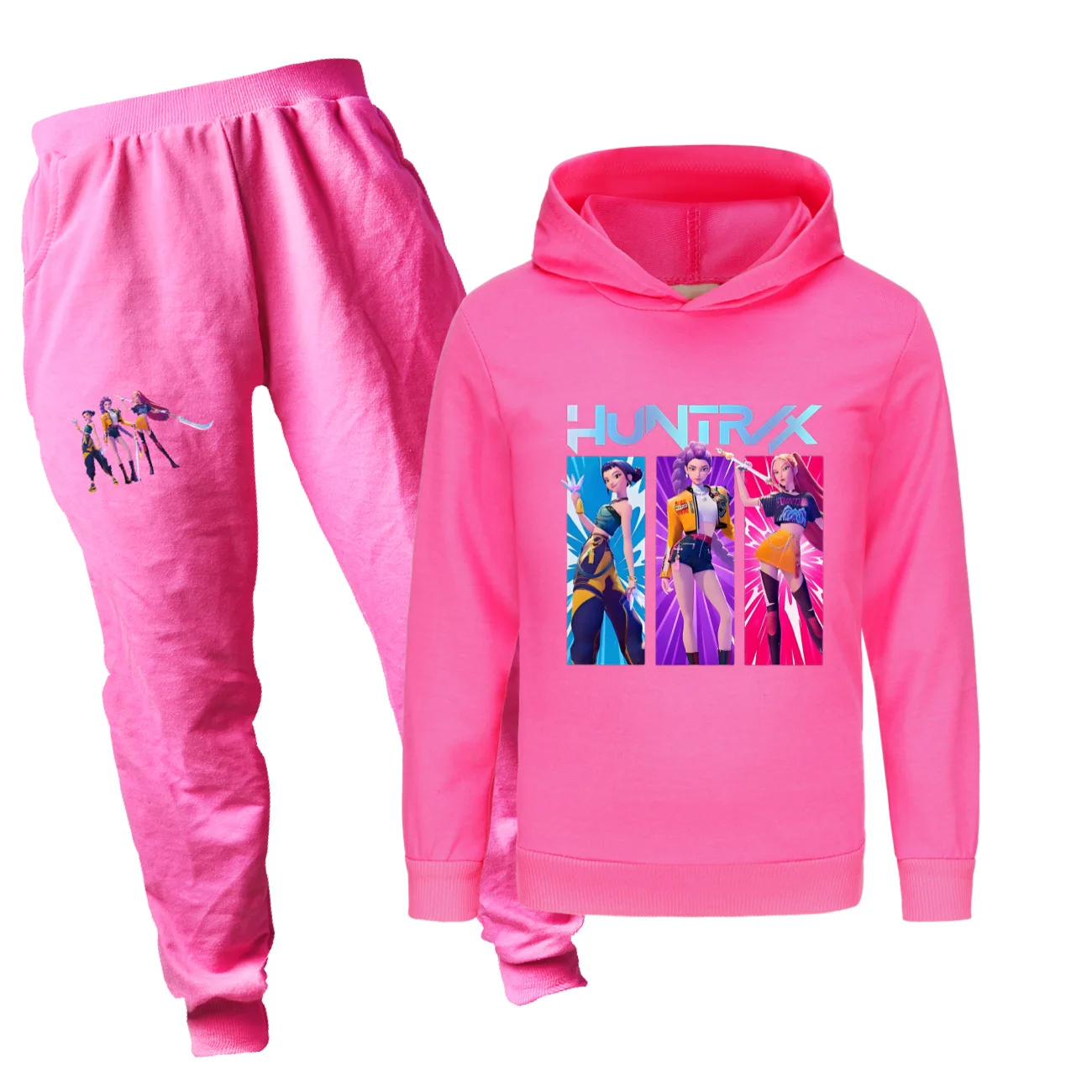 

KPop Demon Hunters Huntrix комплект из 2 предметов: толстовка с длинными рукавами и штаны, одежда с героями мультфильмов для маленьких девочек и мальчиков-подростков
