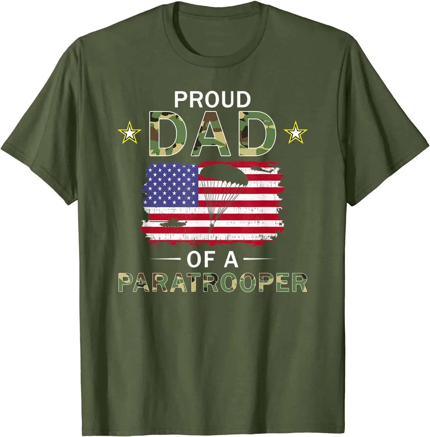 Proud Dad Of A US Army Airborne Division Paratrooper Men T-Shirt Short  Casual  100% COTTON  O-Neck  men clothing