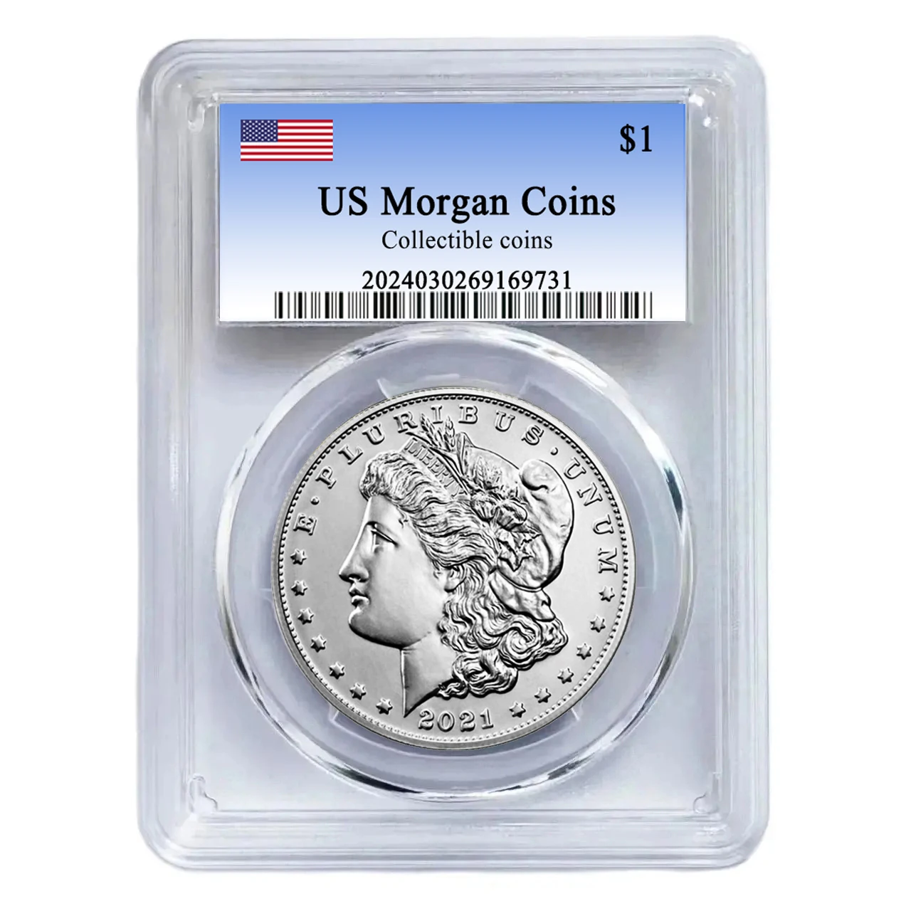 Moneda de dólar Morgan de EE. UU., versión CC/S, sellada en cajas de almacenamiento de alta calidad, caja coleccionable, monedas, regalos de navidad, manualidades, 2021