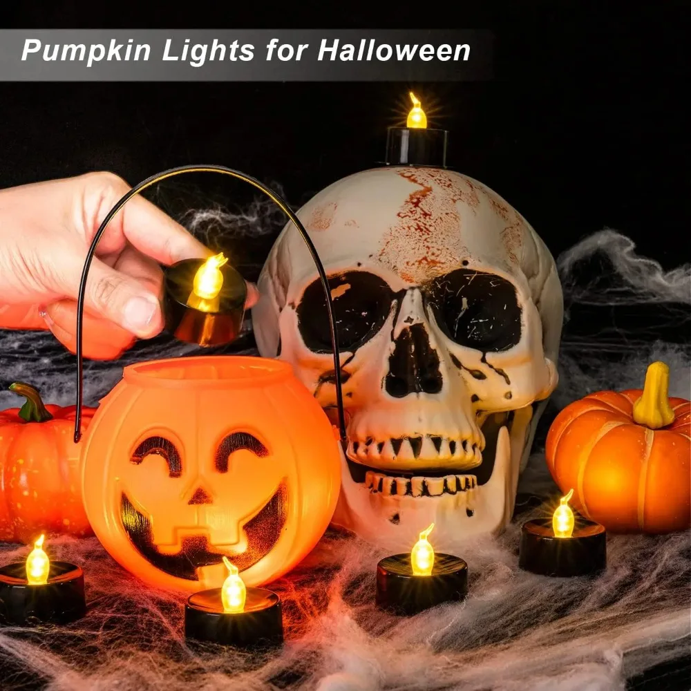 12Pcs Black LED Candle Lamp Battery Operated Tea Light Flameless Fake Electronic Candle For Halloween Xmas Party Decoration image 6