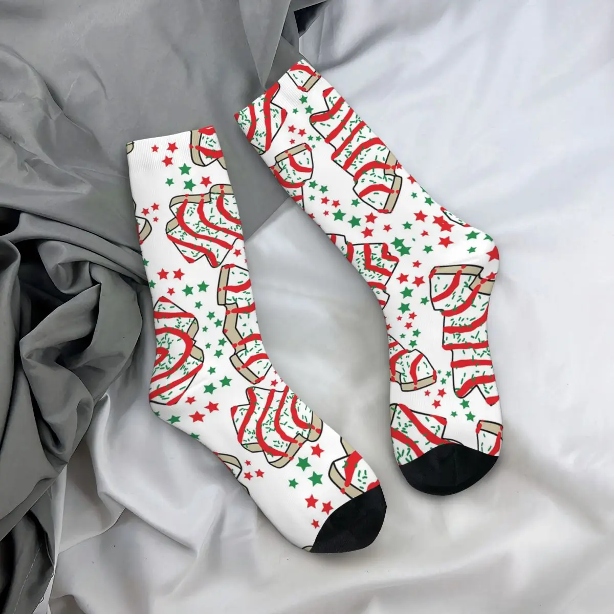 Christmas Tree Snack Cakes Socks Harajuku Super Soft Stockings All Season Long Socks Accessories for Man Woman Birthday Present