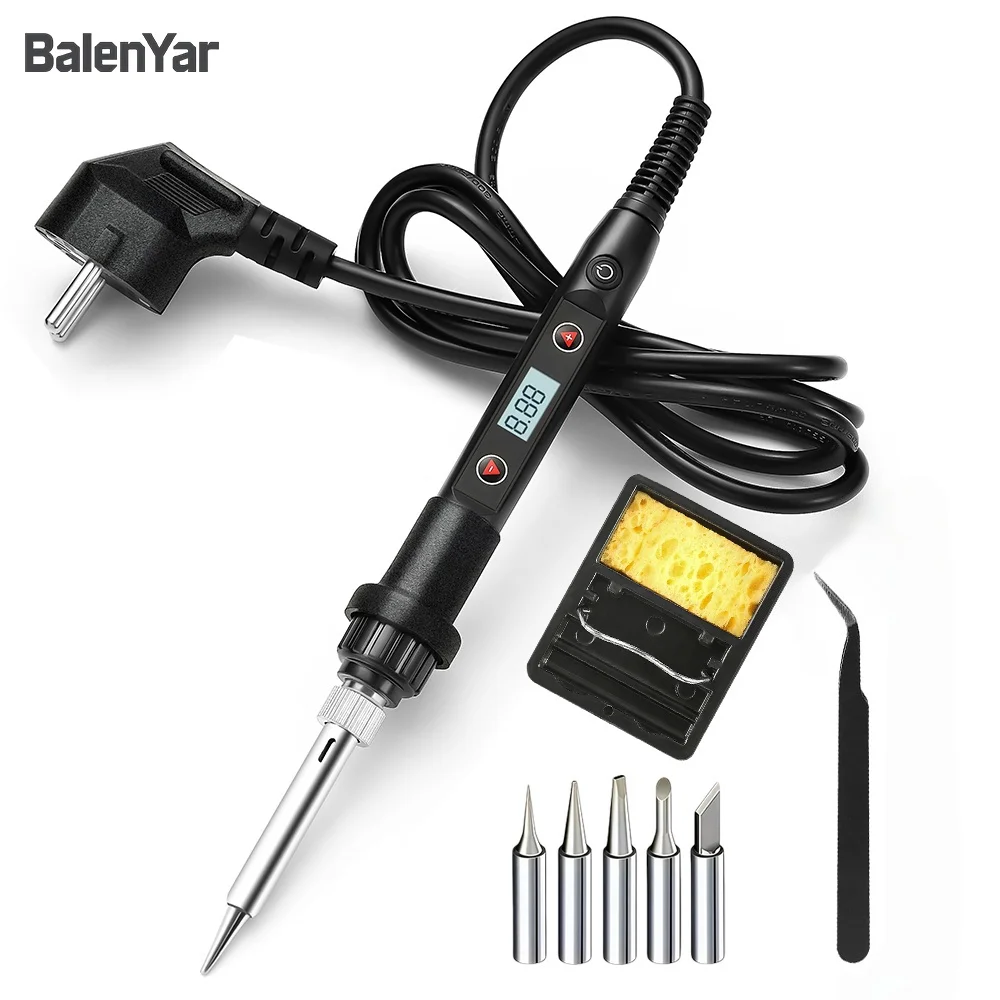 

Набор для пайки BalenYar 80W, регулировка температуры 180-520°C ° C, с 5 наконечниками, кронштейн, соответствует стандартам ЕС