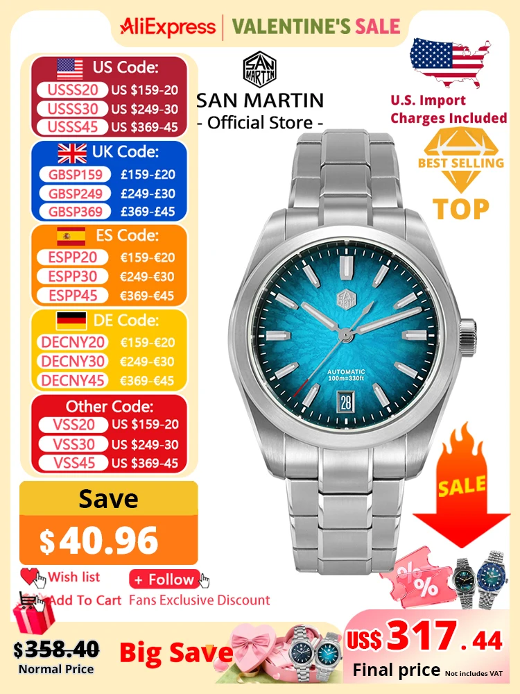 산 마틴 36mm 39mm 42mm SN0144 JianZhan Gada 시계 Miyota 9015 오리지널 디자인 중국 드레...