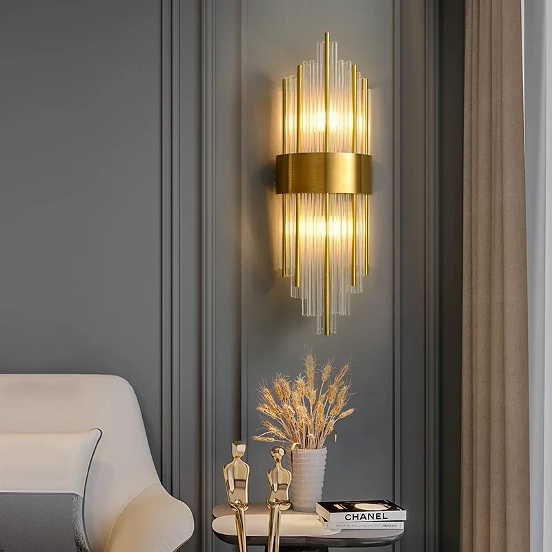 Cristal LED Lâmpadas De Parede Para Sala De Estar, Luzes De Cabeceira, Gold Sconces, Hall, Foyer, Hotel, Interior, Casa, Art Decor