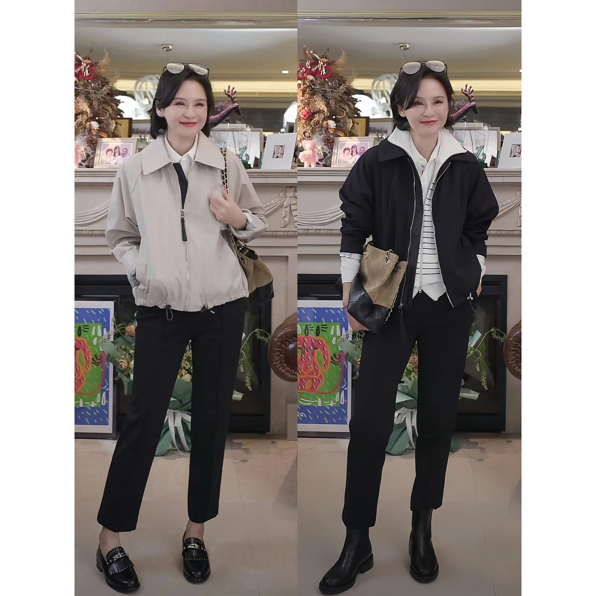 

Barn Sle Elastic Hem Zipper Comfortable Loose Fit Jaet Versatile Autumn Outerwear Briti Sister Sle Polyester Blend Br...